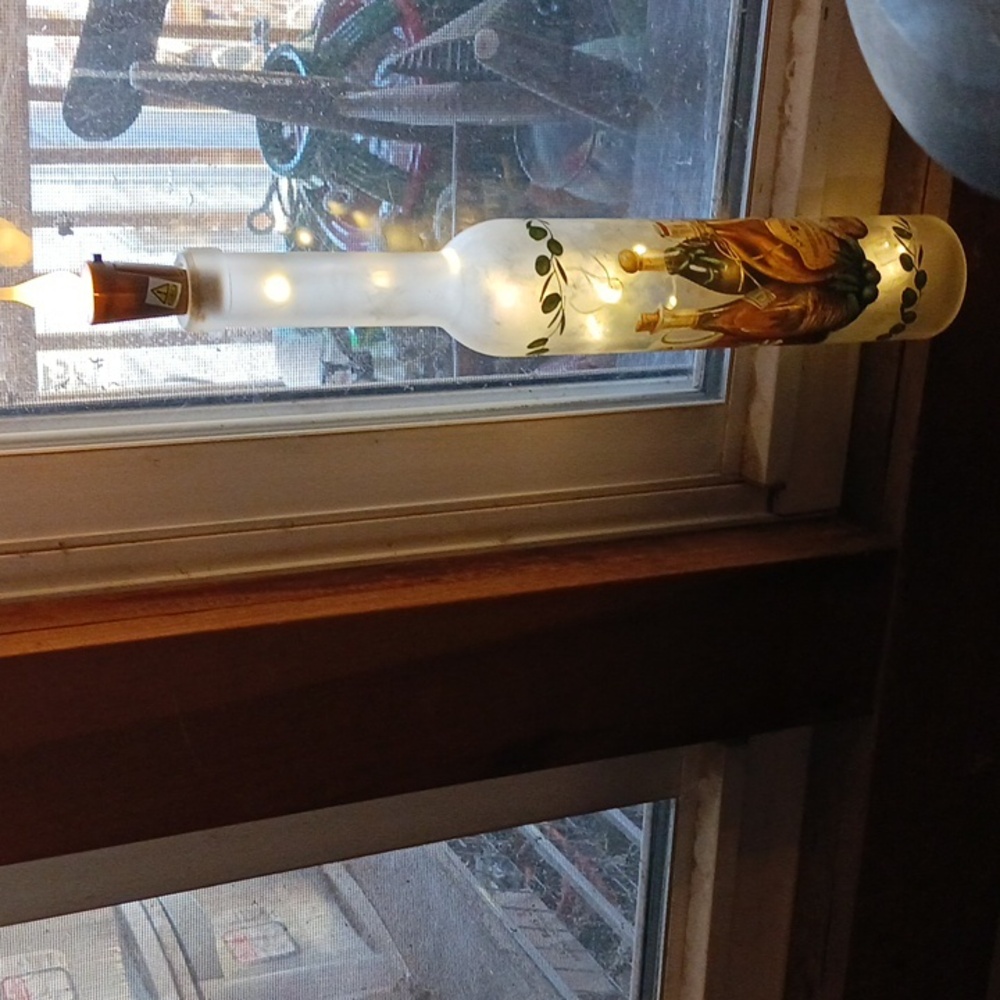 Bar Old Wine Oil Bottle Lit Frosted